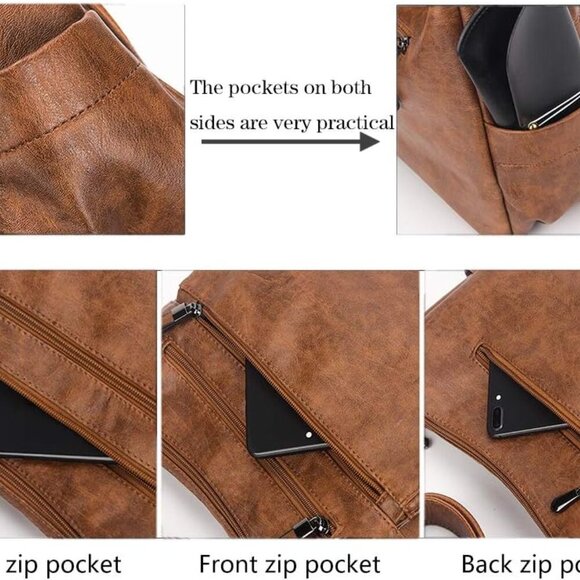 Brand New Crossbody Bag Women PU Leather Multi Pockets Stylish - Picture 4 of 6